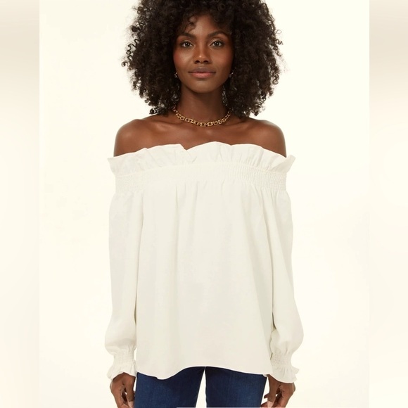 Tuckernuck White Off the Shoulder Marquerite Pullover Top / small - Picture 1 of 10